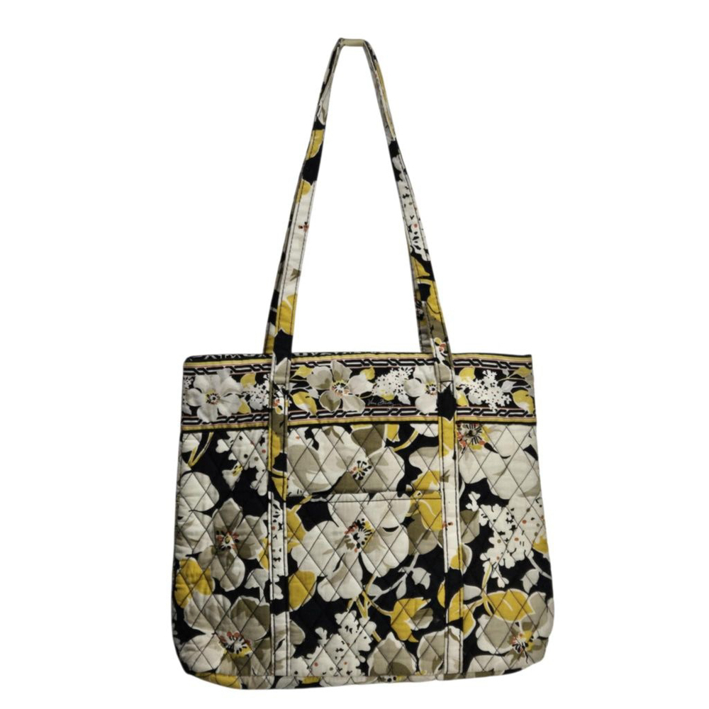 Women's Vera Bradley Tote Bag Dogwood Winter 2012 Medium Black Yellow Floral